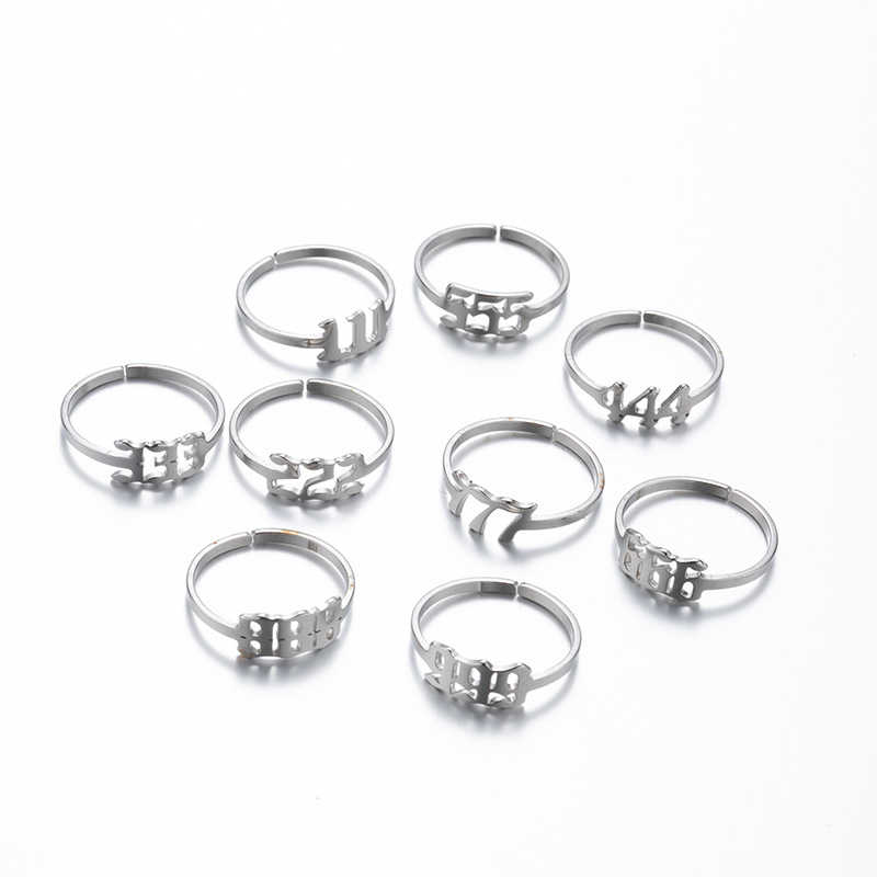 Fashion Number Stainless Steel Open Ring Plating No Inlaid Stainless Steel Rings display picture 5