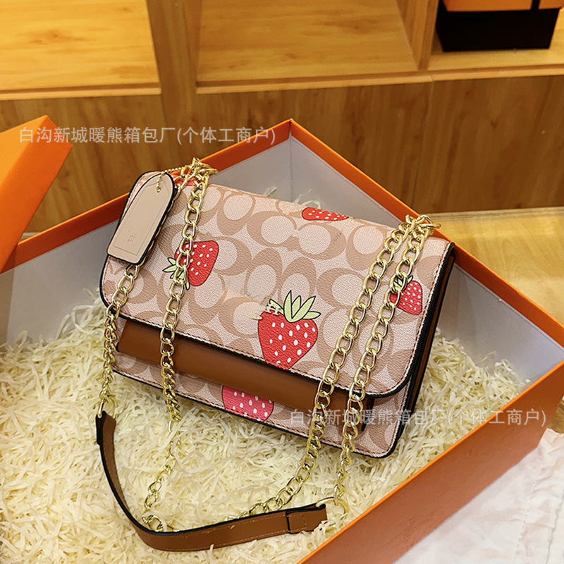 bags蔻家2025新款跨境简约印花单肩包女包拼色时尚风格单肩斜挎包|undefined