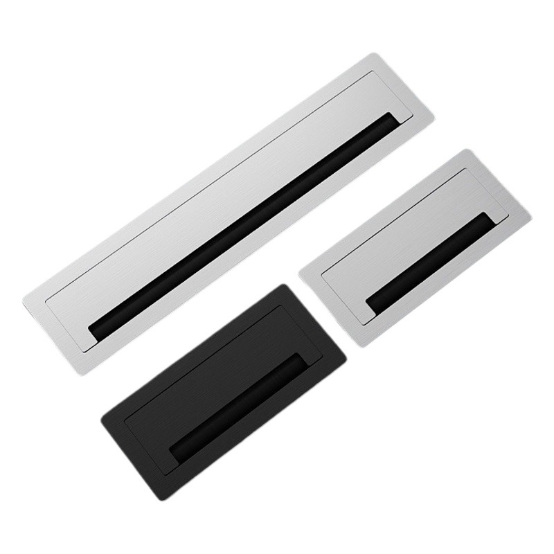 Oficina Flip Threading caja de aleación de aluminio Conferencia escritorio de la computadora cepillo roscado agujero decorativo cubierta cuadrada agujero