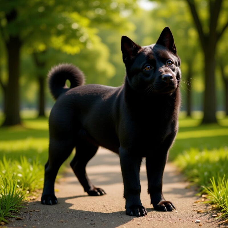 Purebred Five-Black Dog Pet, Live Medium-Sized Five-Black Hunting Dog, Live Farm Dog, Guard Dog, Four-Black Dog
