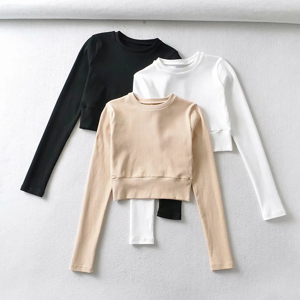 knitted solid color sports T-shirt NSAC26300