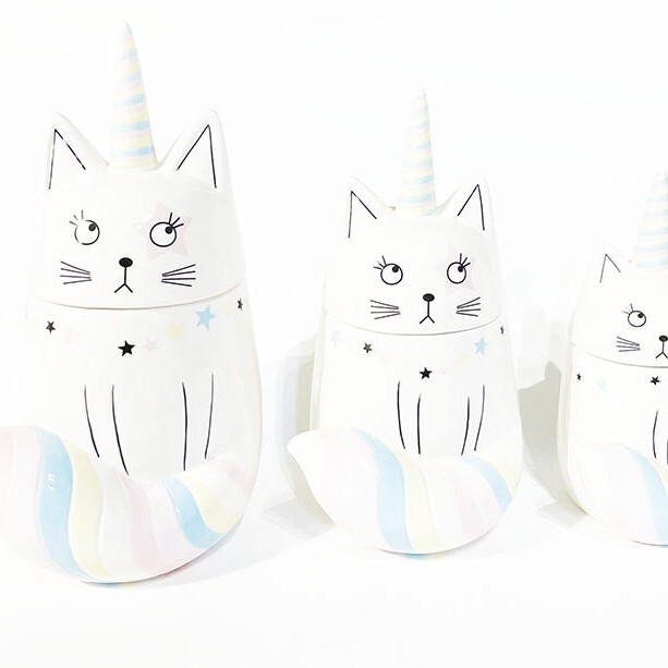 Export Ceramic Cute Cat Shaped Biscuit Jar Cartoon Cat Candy Jar Cartoon Animal Daily Ceramic Storage Jar