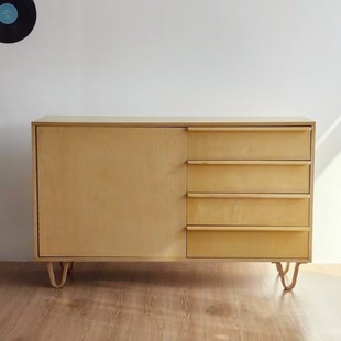 Wabi-Sabi Style Multi-Layer Solid Wood Sideboard Storage Cabinet Nordic Retro Birch Storage Cabinet Second-Hand Furniture High-End Large Cupboard