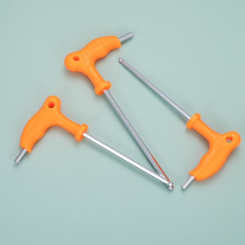 Suministro al por mayor de fábrica sola muleta cabeza plana mate alargado llave hexagonal mango de plástico hexagonal en forma de T