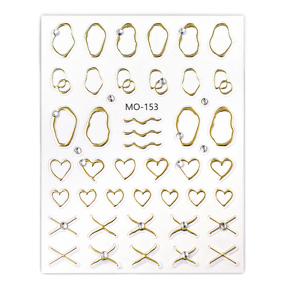 Retro Crystal Diamond Gem frame nail sticker new craft hollow mirror geometric frame gilding nail decoration sticker
