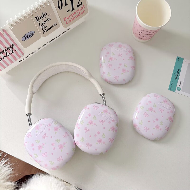 Japanese and Korean Animation Cartoon Floral airpodsmax Protective Case for Apple Headset Ear Cap Earmuffs Earphone Case