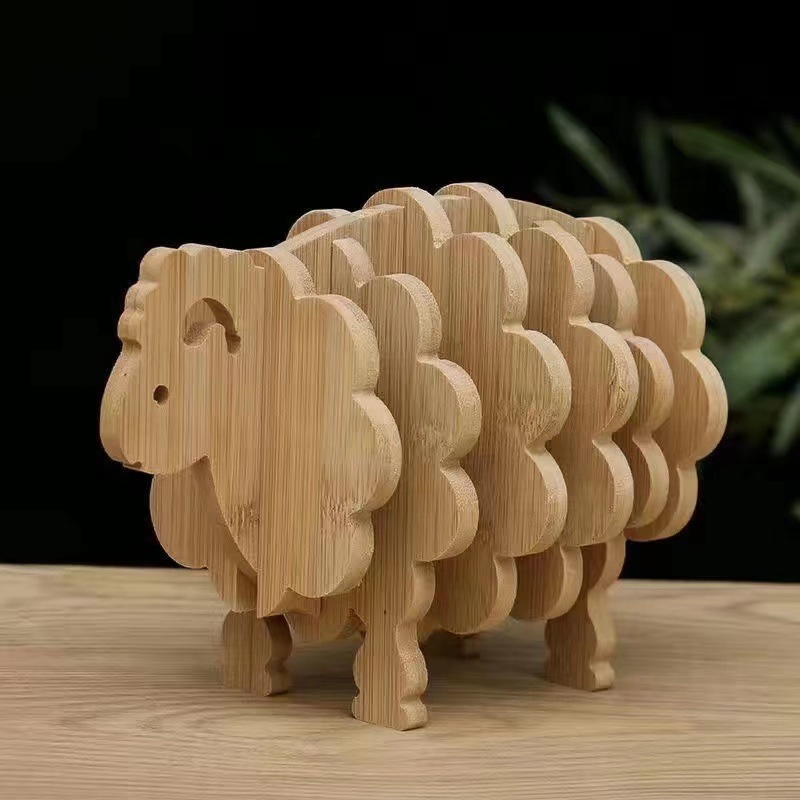 Posavasos de madera creativa, forma de animal tridimensional, mantel de madera, escritorio para el hogar, tapete de té engrosado, tapete, decoración