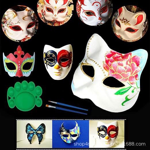 Máscaras en blanco para Halloween más vendidas de Amazon, máscaras de pulpa pintadas a mano, máscaras blancas para pintar uno mismo, accesorios para graffiti