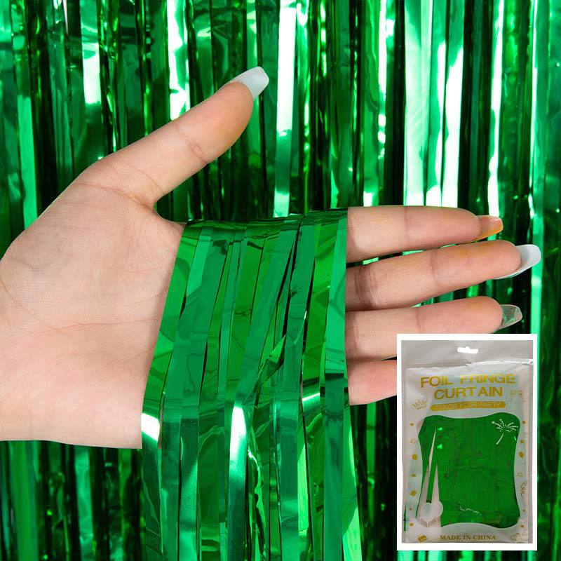 Cortina de lluvia de colores de alto brillo transfronteriza decoración de fiesta de cumpleaños cortina de lluvia láser de macaron brillante de 1*2 m