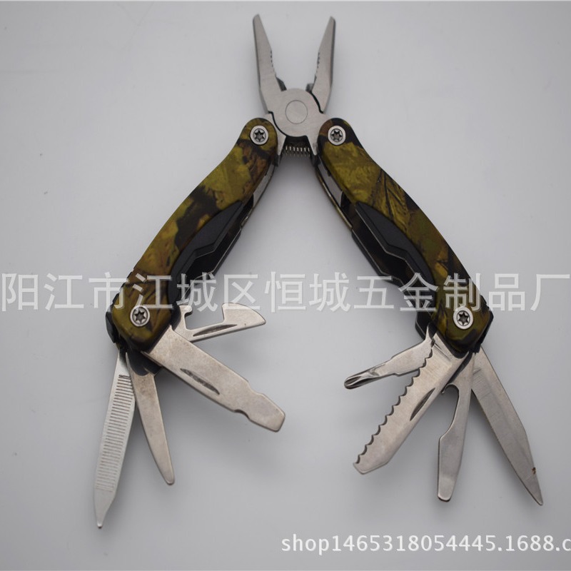 不锈钢多功能迷彩钳子 迷你工具钳 便携式不锈钢折叠钳 多用钳