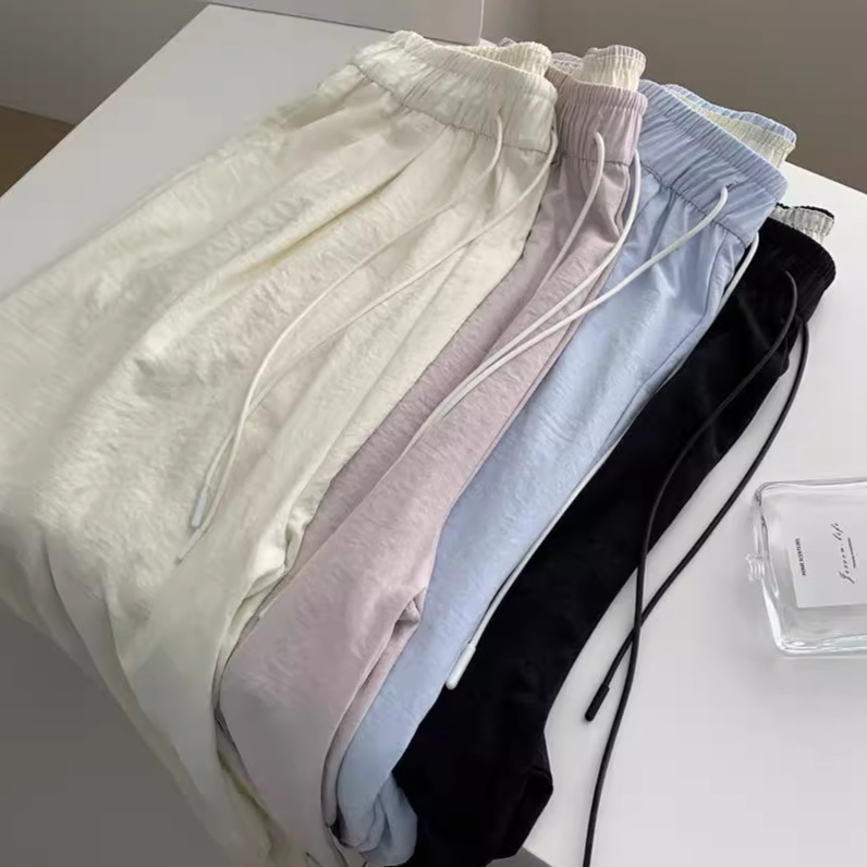 Yamamoto cool wide leg pants milk leather paper pants spring and summer lazy loose washed texture slim women's casual pants wholesale