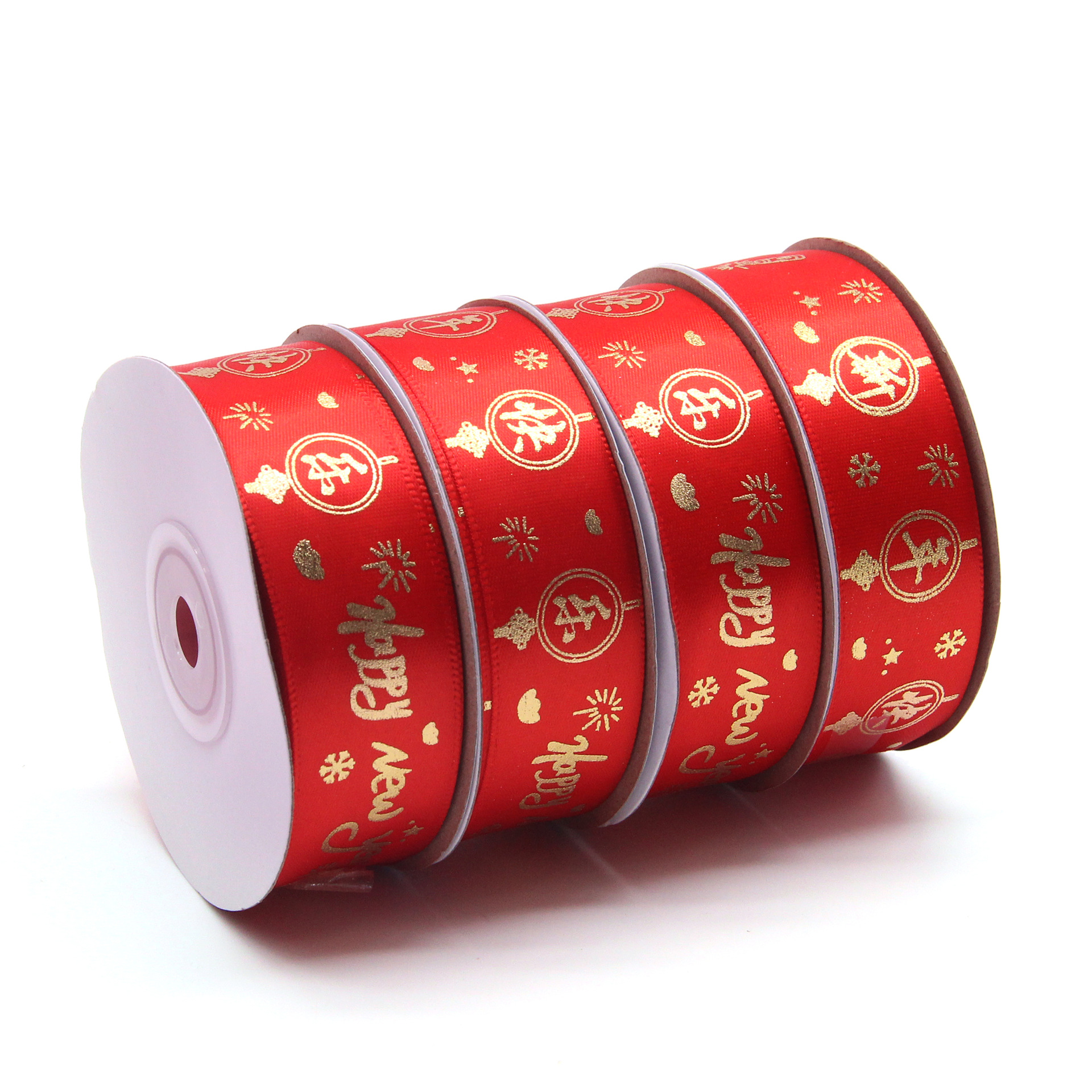 2,5 cm cinta de Año Nuevo rojo Feliz Año Nuevo 2024 Año Nuevo cinta bronceado logo cinturón de poliéster