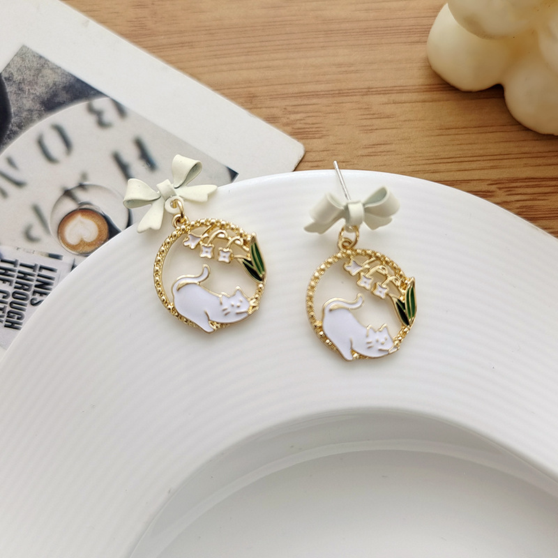 Fashion Cat Alloy Stoving Varnish Ear Studs display picture 4