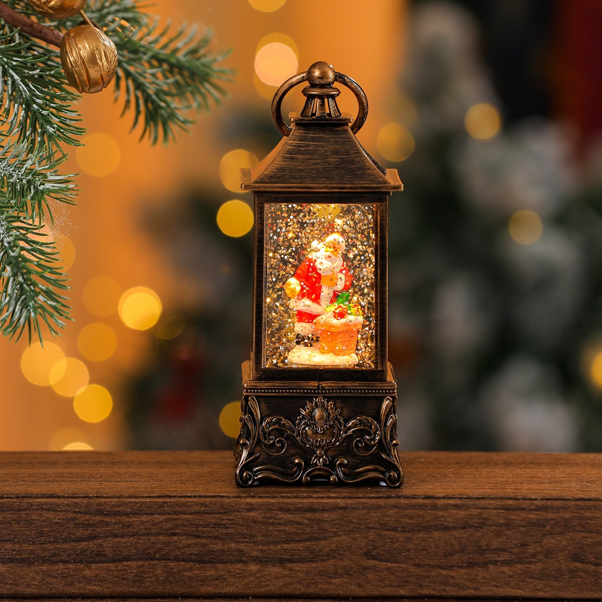 Nueva música de Navidad nieve inyección de agua TV lámpara de noche lámpara de aceite lámpara de caballo decoración de regalos image 24