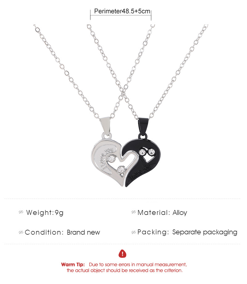 15g Weight Fashion Heart Shape Alloy Metal Rhinestone Necklace