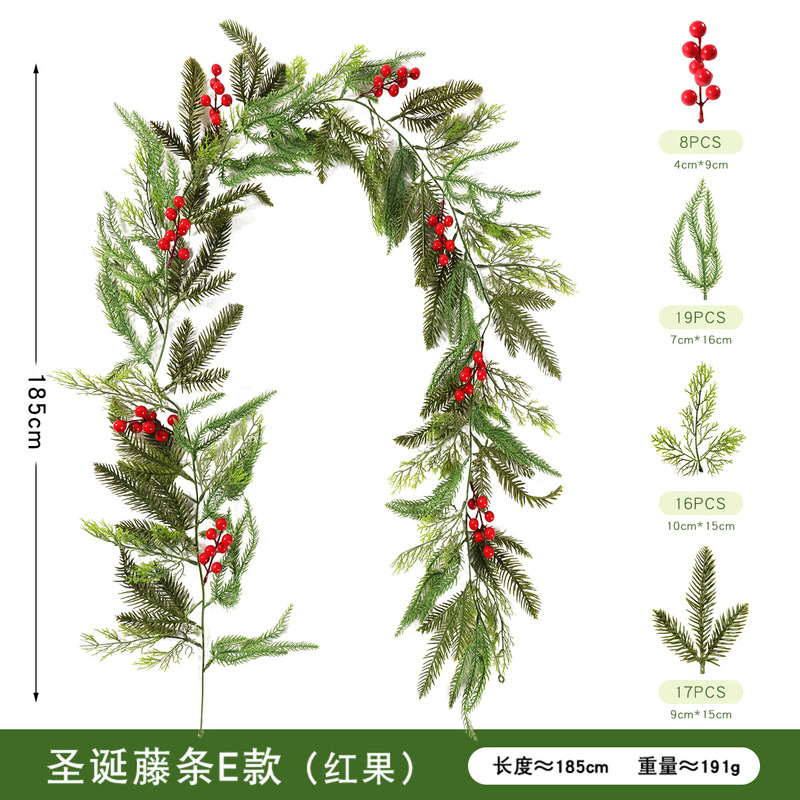 圣诞藤条亚马逊跨境热销仿真植物松针藤花环配件批发仿真圣诞藤条|undefined
