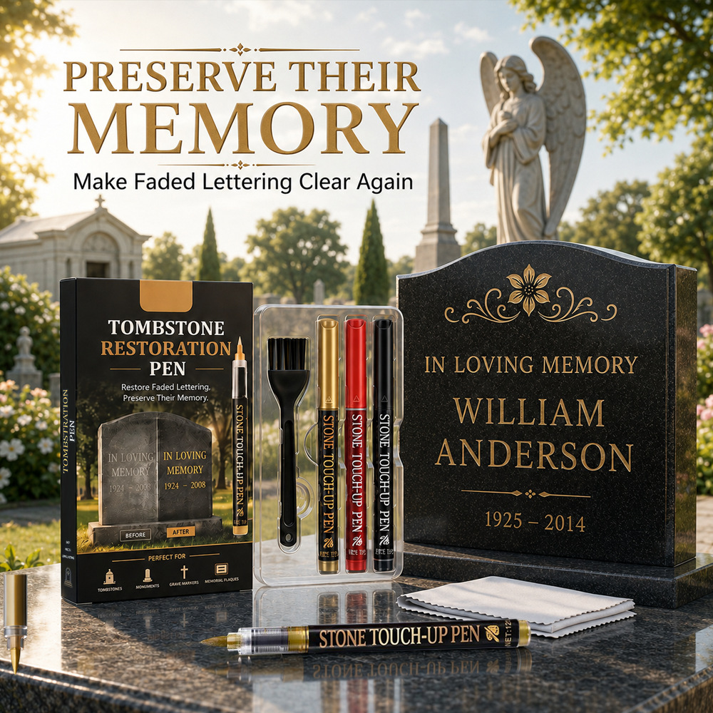 Stone Inscription Paint Pen Set, Direct Liquid Type, Red, Black, Gold, Inscription Restoration Paint Pen, Waterproof, Non-Fading, Tombstone Coloring Pen
