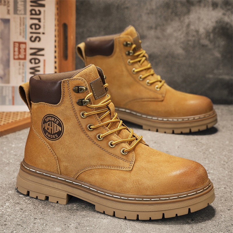 Otoño y invierno tendencia de cuero casual botas Martin para hombres ropa de estilo británico botas de hombre moda calentamiento zapatos de hombre pareja