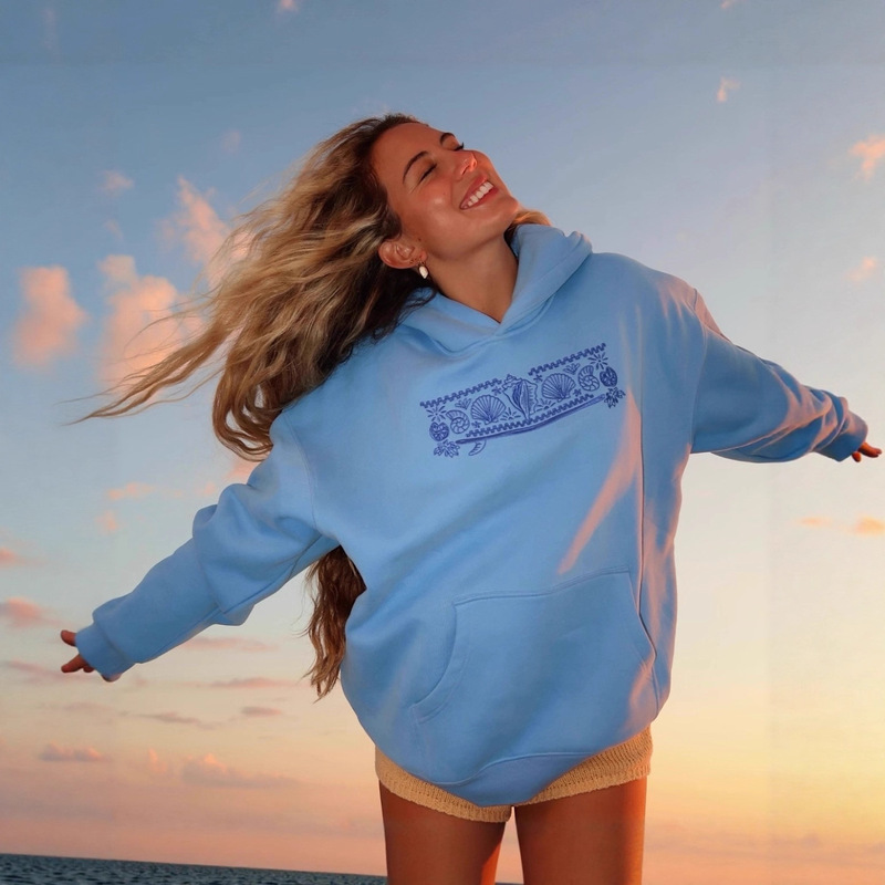 Aliexpress Amazon Supply European and American Fashion Casual Embroidered Velvet Women's Hooded Sweatshirt