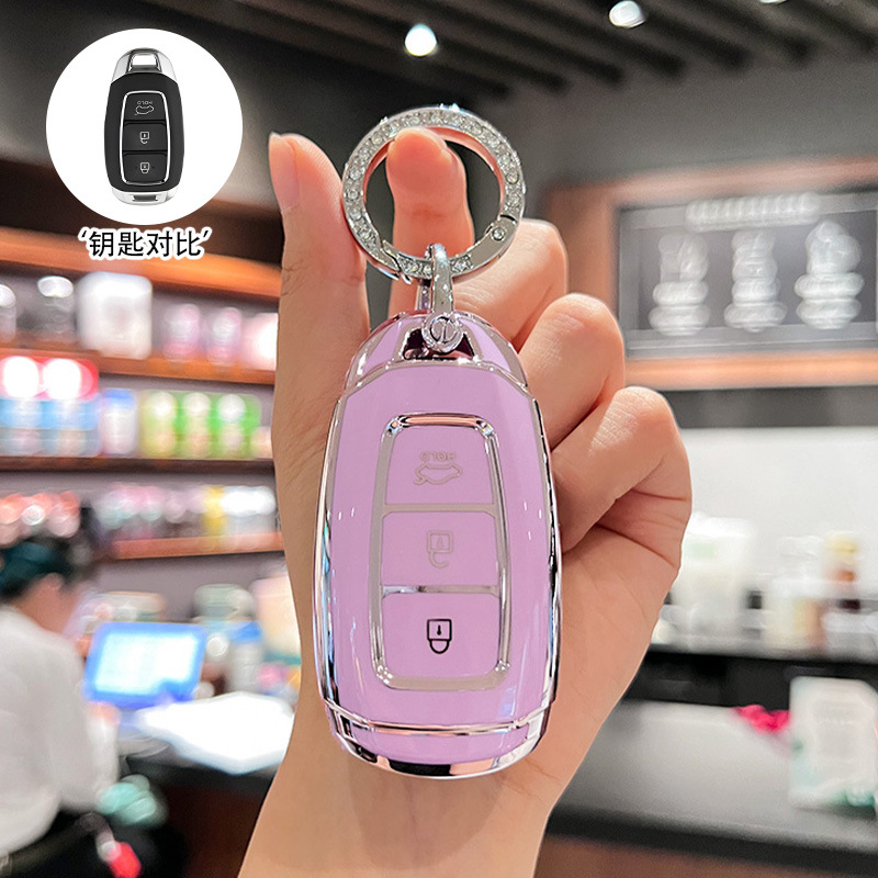 [modern k style] silver edge purple + diamond ring