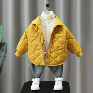 2416 Boys' Cotton Clothes 2022 New Style Baby Boys and Children's Winter Clothes Season Lightweight Cotton Jackets and Cotton Clothes Korean Style Trendy