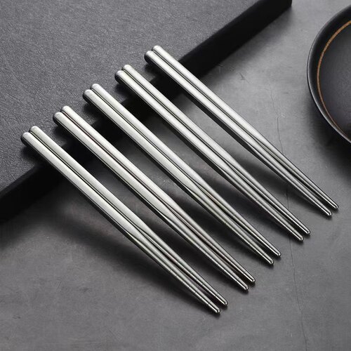 304 stainless steel 16-inch children's round square chopsticks home hotel children's anti-slip public chopsticks outdoor portable tableware set