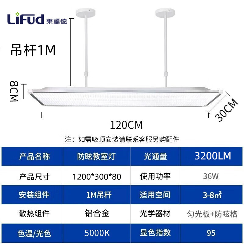 教室用LEDランプ、目に優しい照明、研修施設、ダンス教室、幼稚園、学校、オフィスビル、黒板専用|undefined
