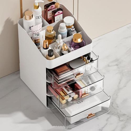 Desktop stacking dresser drawer-type storage cabinet cosmetics storage box lipstick skin care product striped storage shelf