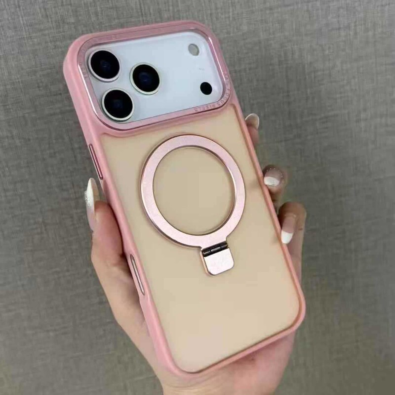 适用iPhone17大孔支点壳苹果16promax半透雾面磨砂磁吸支架肤感壳|undefined