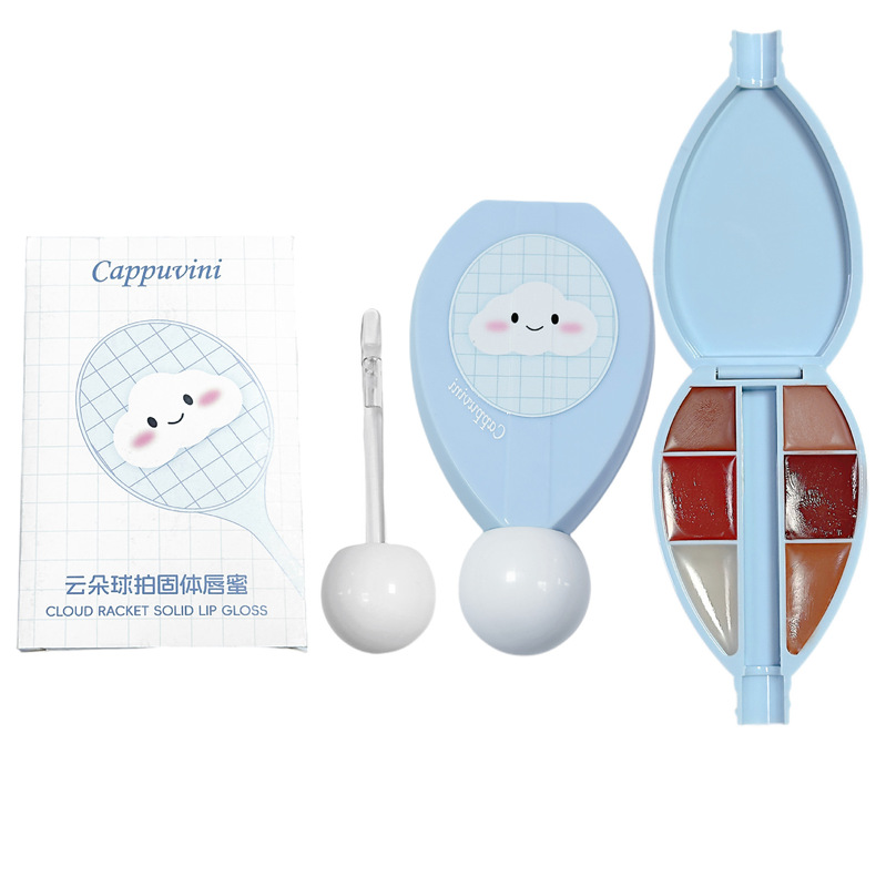 跨境Cappuvini云朵球拍固体唇蜜 滋润丰盈镜面哑光六色唇彩套装|undefined