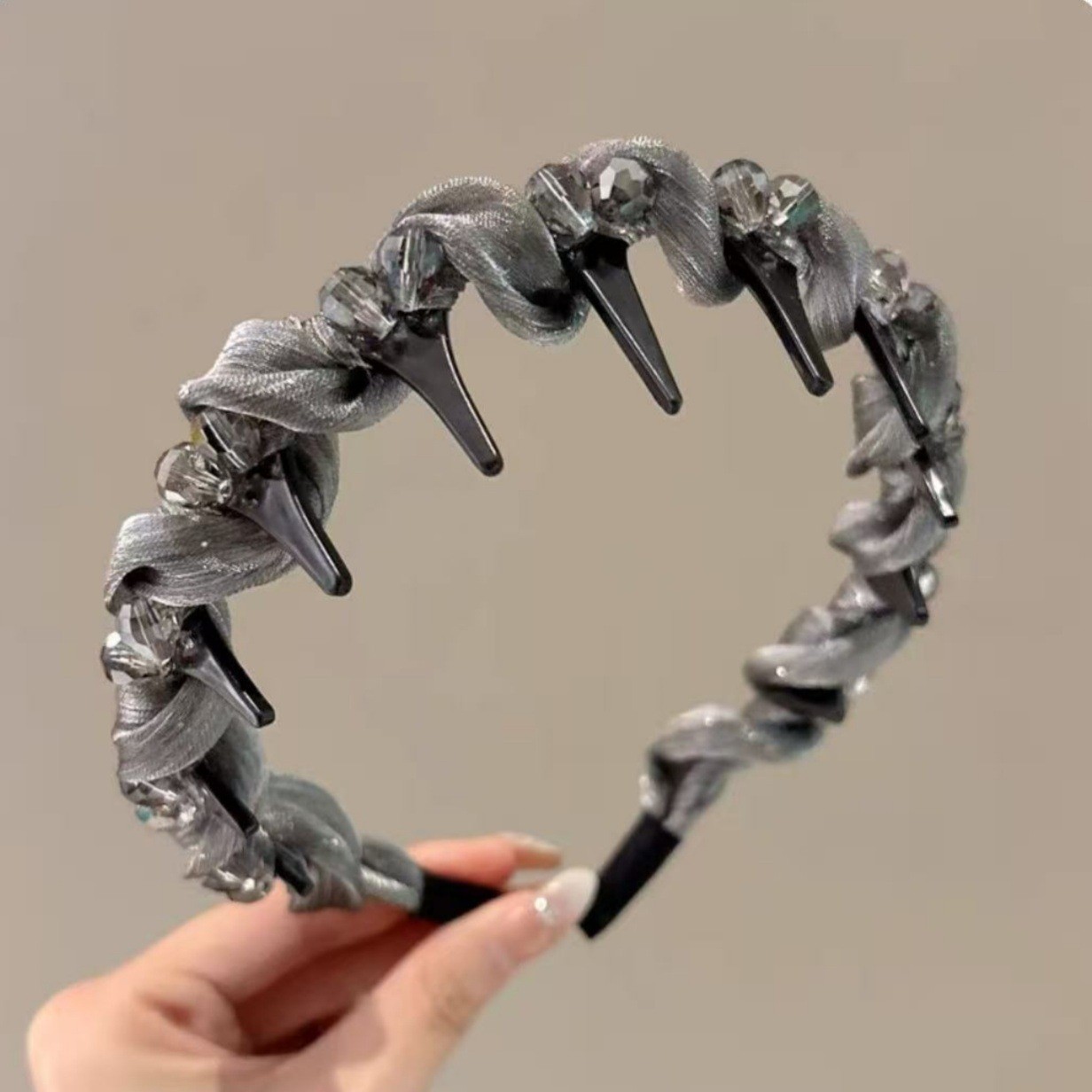 26#Gray silk double crystal ball
