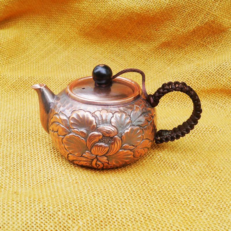 掌中宝手工铜壶煮茶泡茶紫铜壶功夫烧水沏水茶壶加厚防烫柄云南壶