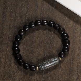 Authentic Ebony Bracelet 8mm Old Style Beads Single Circle Buddha Beads Dzi Beads Accessories Sandalwood Bracelet Wenwan Men and Women Couple