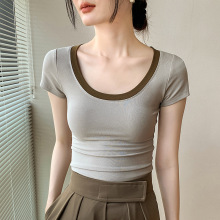 歌倍尚大恤女短袖夏季新款领薄款正肩百搭上衣薄