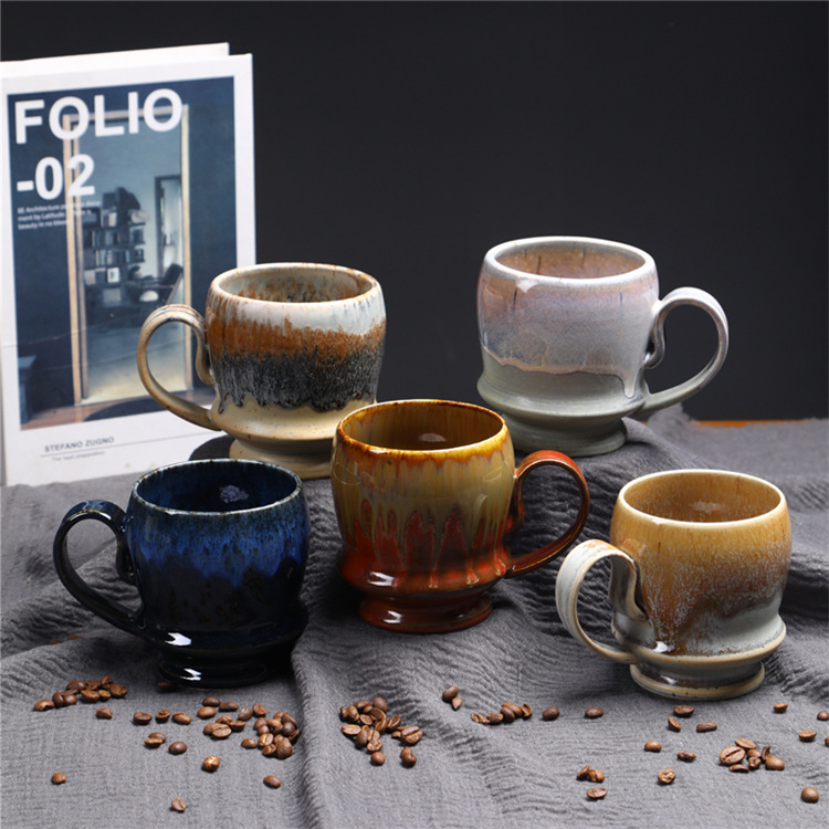 Vintage Ceramic Coffee Mug Large Capacity Kiln Fired Water Cup_voghion.com