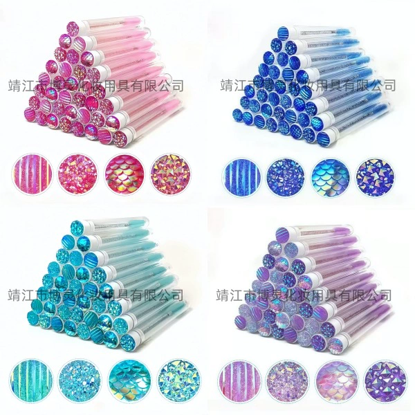 Трубка для щеточки для ресниц для внешней торговли с ромбовидной расческой для ресниц со смайликом, пробирка, щеточка для ресниц, независимая многоцветная щеточка для ресниц с блестками