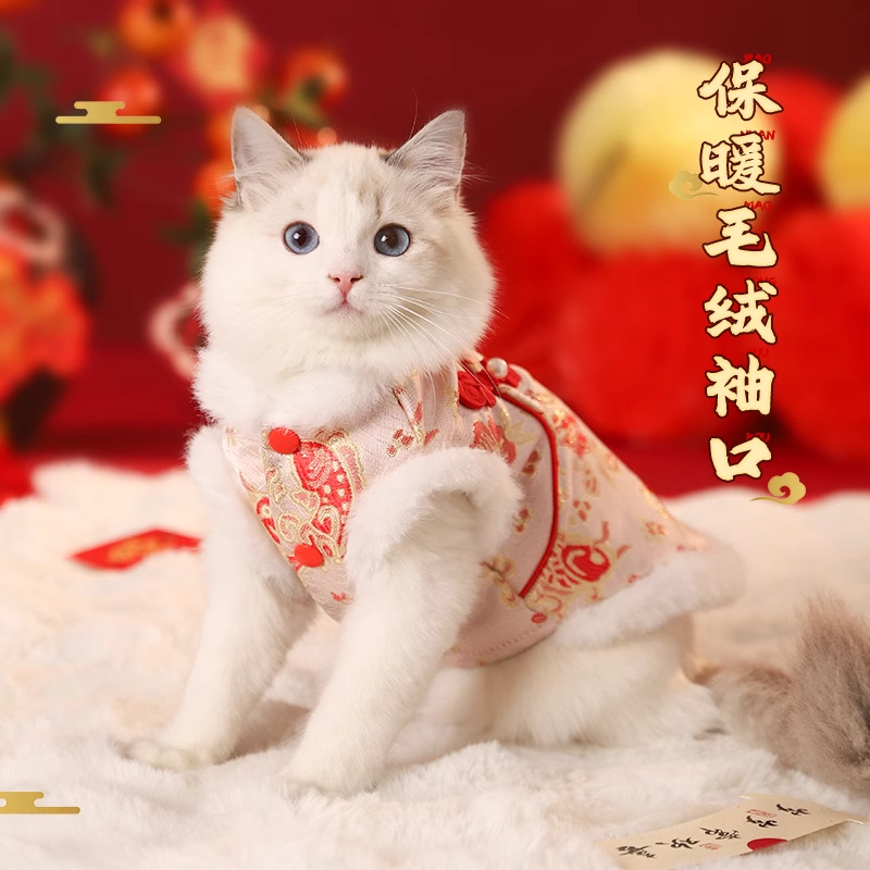 Ropa de gato Año Nuevo Otoño Invierno Año Nuevo Ropa de algodón Gato gatito invierno cálido mascota Tang ropa de perro
