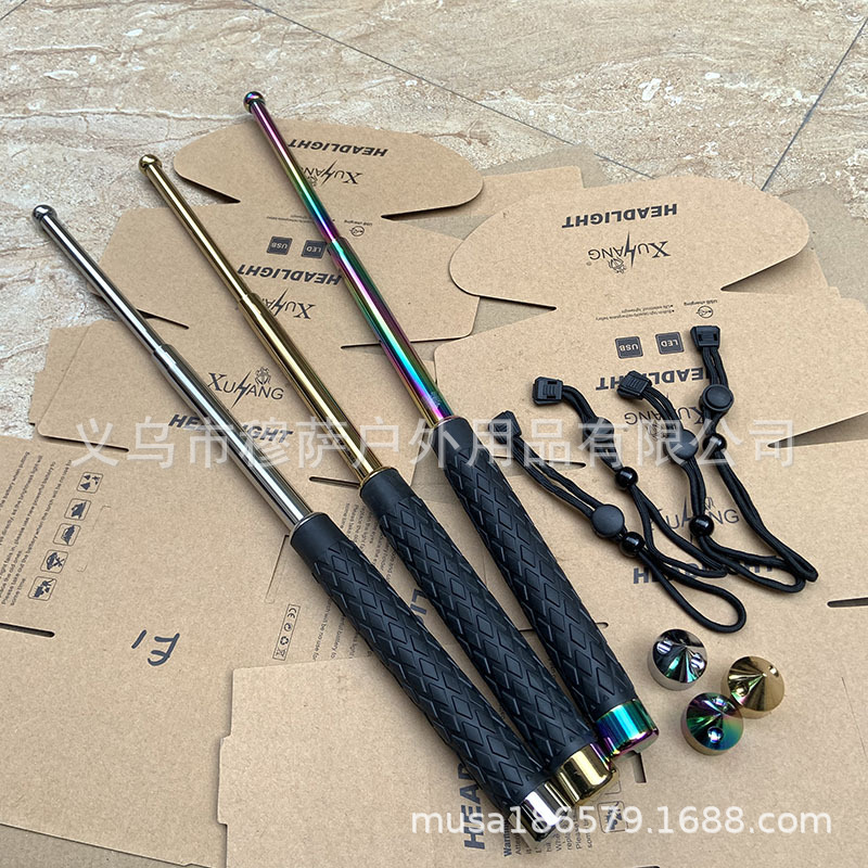 现货伸缩棍 A货实心破砖甩棍车载防身三节棍安保伸缩棍 21寸26寸