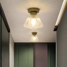 北歐過道燈簡約現代創意個性輕奢玻璃門廳走廊玄關陽台led吸頂燈