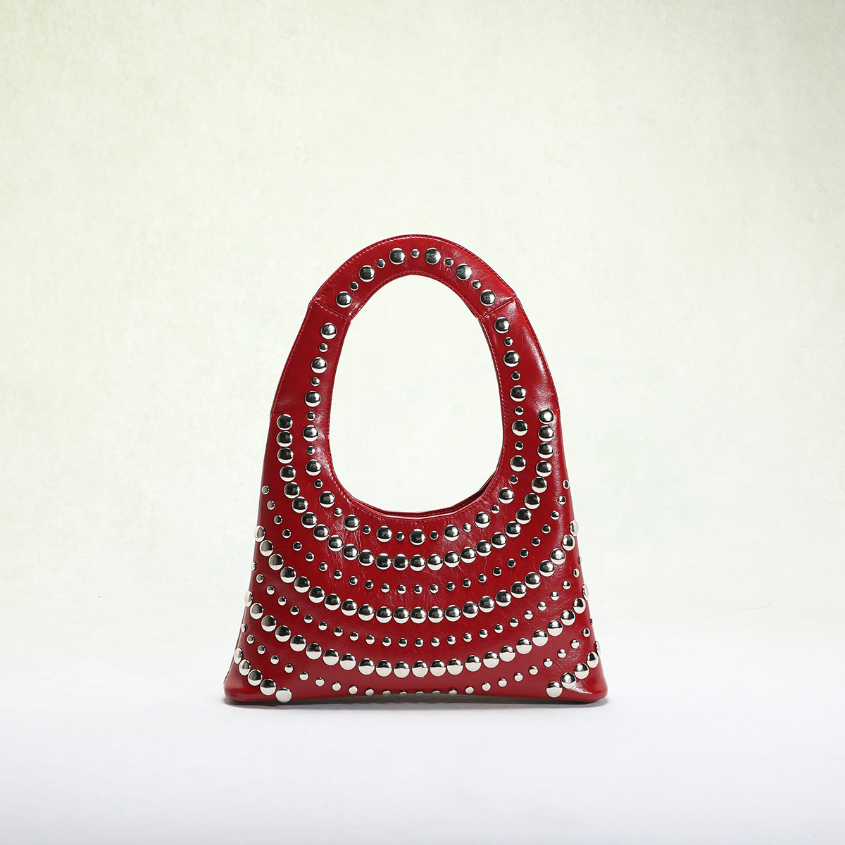 795g Weight Polyester Lining Material Rivet Fashion Element Open Closure Type Single Shoulder Strap Strap Type Shoulder Bag Bags Type Casual, Shopping Occasion Pu Leather Material Solid Color Pattern All Seasons Season Women's Gender Streetwear Style Dumpling Shape Shape Women's Pu Leather Solid Color Streetwear Rivet Dumpling Shape Open Shoulder Bag 16