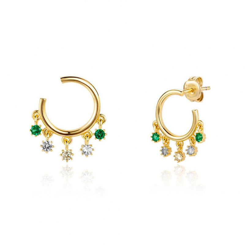 Boucles D&#39;oreilles À La Mode Européennes Et Américaines À Pompon En Zircon Boucles D&#39;oreilles Rétro En Forme De C display picture 1