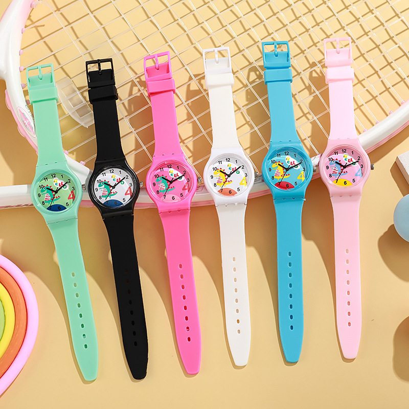 Silicone Swtch Watch Cartoon Little Dinosaur Student Children's Watch Quartz Watch Pointer Type Candy Color