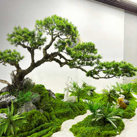 仿真松树绿植景观迎客松树大型罗汉松美人松盆景摆件酒店展厅装饰