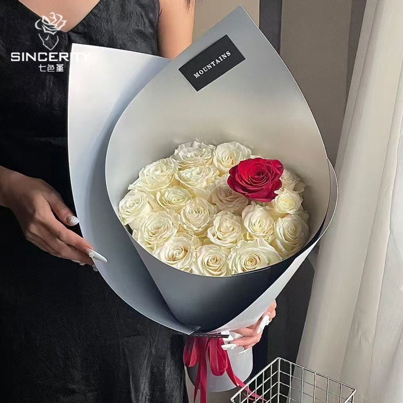 Seven-Color Pansy Imported Thickened Waterproof Double-Sided Coated Matte Silver Styling Cardboard Flower Bouquet Wrapping Paper for Florist Shop Seven-Color Pansy Imported Thickened Waterproof Double-Sided Coated Matte Silver Styling Cardboard Flower Bouquet Wrapping Paper for Florist Shop