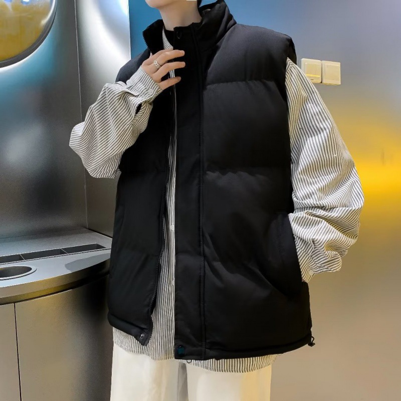 Otoño y invierno estilo coreano chaleco de moda masculino y femenino de cuello de algodón delgado bf grueso chaleco de hombro caliente chaqueta de clip de caballo