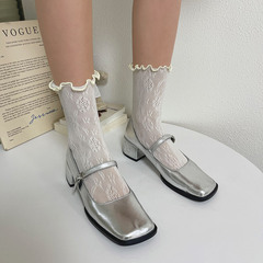Millennium Y2K trendy girl spring and summer new retro lace ear flower edge thin stack socks dragon heart style socks