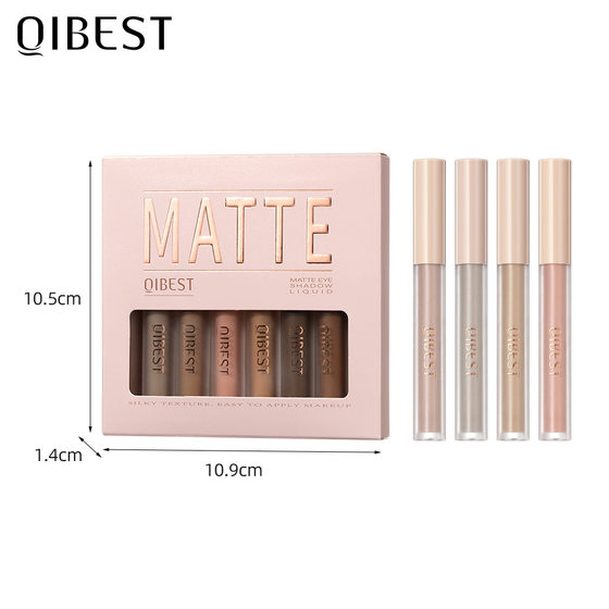 QIBEST Matte Liquid Eye Shadow Mist Retouch Face Nude Earth Color Stereo Eye and Buccal suit