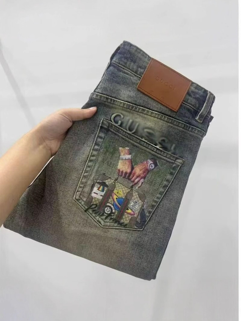 Kişi üçün düz kəsim cins şalvar, retro amerikan üslubu