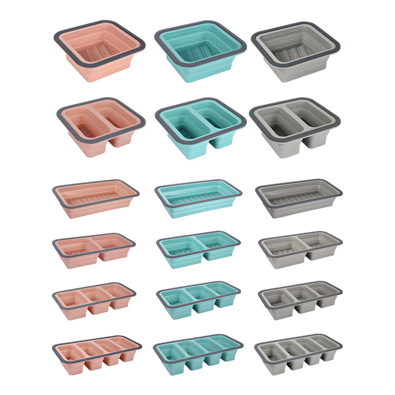 Transfronteriza venta caliente de silicona plegable caja de almuerzo caja de almuerzo caja de preservación de alimentos calentada por microondas caja de envasado