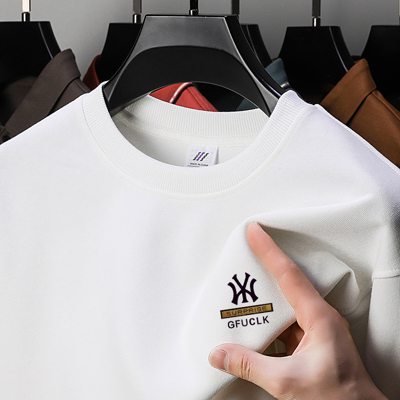 (2개) 380G 헤비웨이트 남성용 스웨트셔츠 2024년 가을 신상 라운드넥 청소년 한국판 긴팔 티셔츠 남성용 바텀 셔츠